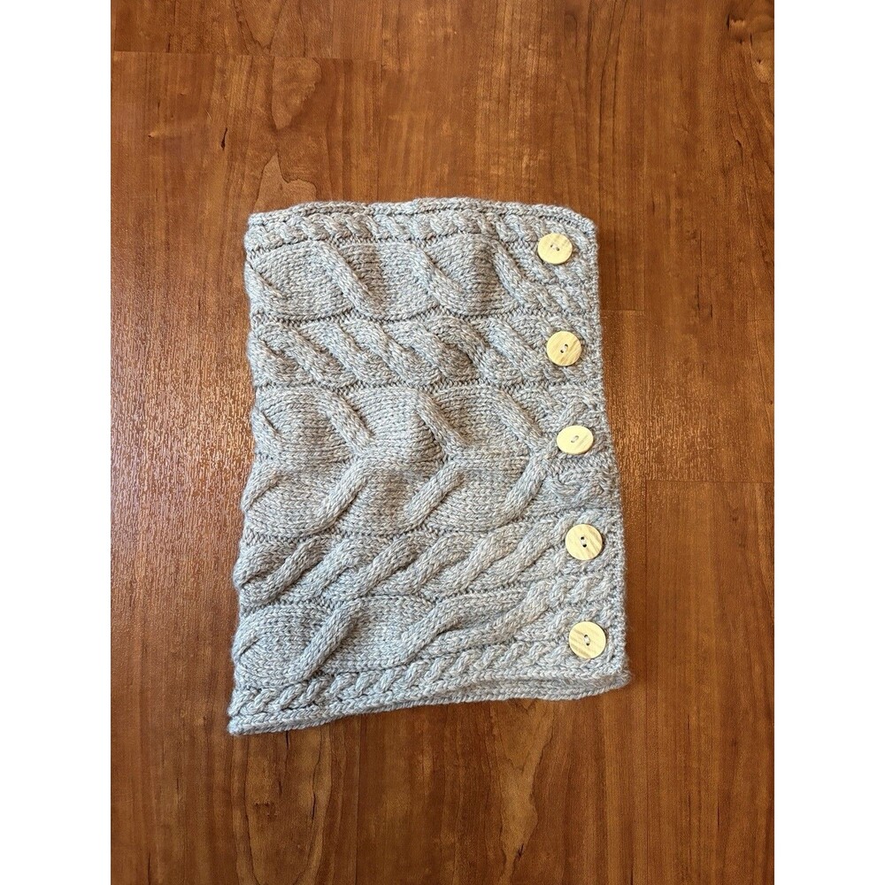 Carraig Donn Knitwear Snood Scarf with Button Gray 100% Merino Wool